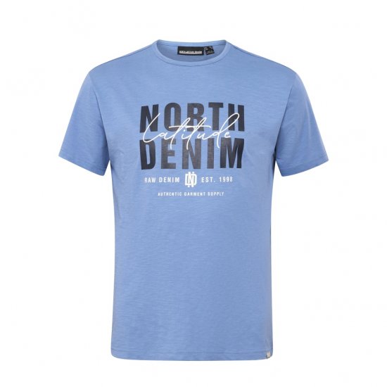 North Latitude Denim Printed Logo T-Shirt Dusty Blue - T-shirts - T-shirts Homem Tamanhos Grandes
