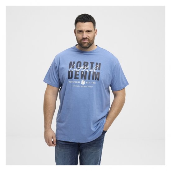 North Latitude Denim Printed Logo T-Shirt Dusty Blue - T-shirts - T-shirts Homem Tamanhos Grandes