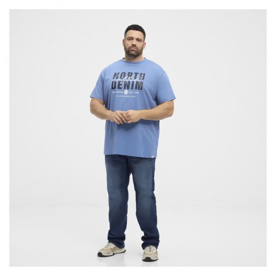 North Latitude Denim Printed Logo T-Shirt Dusty Blue - T-shirts - T-shirts Homem Tamanhos Grandes