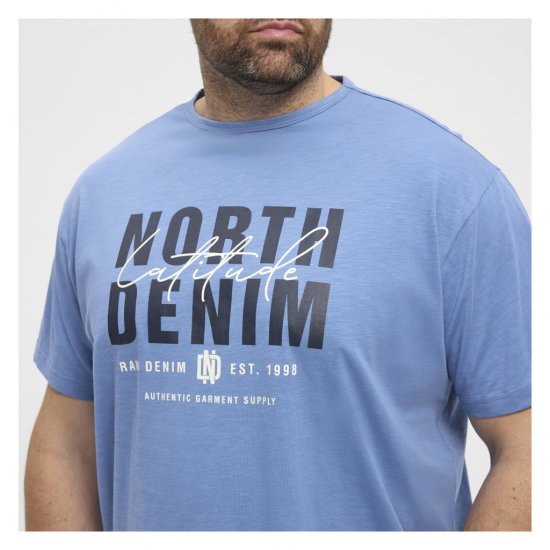 North Latitude Denim Printed Logo T-Shirt Dusty Blue - T-shirts - T-shirts Homem Tamanhos Grandes