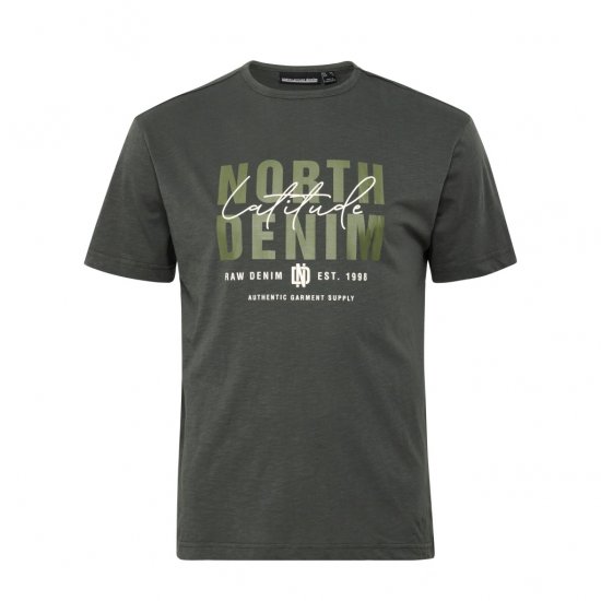 North Latitude Denim Printed Logo T-Shirt Dark Dust Green - T-shirts - T-shirts Homem Tamanhos Grandes