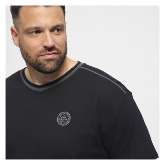 North Latitude Pyjama T-Shirt V-Neck Short Sleeve Black - Pijamas/Loungewear - Pijamas Homem Tamanhos Grandes