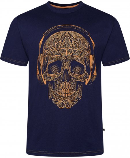 Kam Jeans 5795 Skull Printed T-Shirt Navy - T-shirts lisas - T-shirts lisas tamanhos grandes