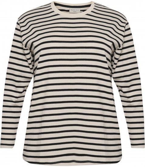 Kaffe Curve Winni Manga comprida T-shirt Branco antigo/Preto risca - T-shirts - 