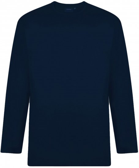 Espionage T015LS Plain Long Sleeve T-Shirt Navy - T-shirts de manga comprida - T-shirts de manga comprida tamanhos grandes