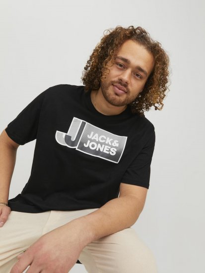 Jack & Jones Logan T-Shirt Black - T-shirts - T-shirts Homem Tamanhos Grandes