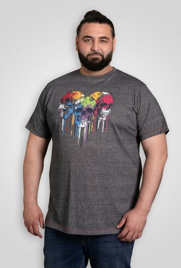 D555 Coalville T-Shirt Skulls with Colored Drips Navy Twist - T-shirts - T-shirts Homem Tamanhos Grandes