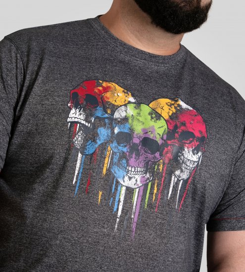 D555 Coalville T-Shirt Skulls with Colored Drips Navy Twist - T-shirts - T-shirts Homem Tamanhos Grandes