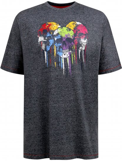 D555 Coalville T-Shirt Skulls with Colored Drips Navy Twist - T-shirts - T-shirts Homem Tamanhos Grandes
