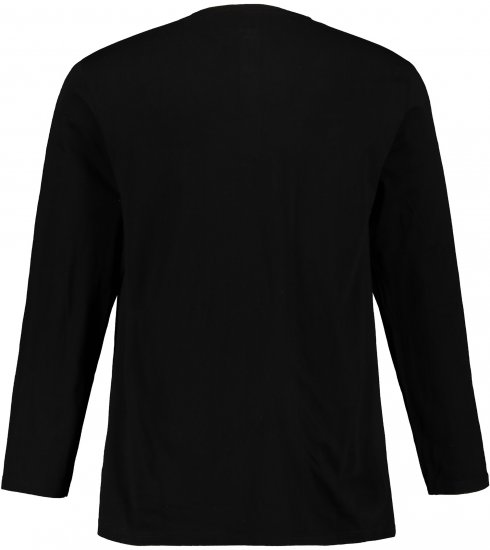 JP1880 Henley T-Shirt Long Sleeve Black TALL - ROUPAS DE HOMEM MT-6XLT - Tamanhos-Tall Homem