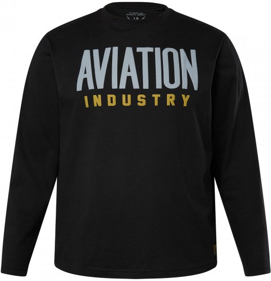 JP1880 T-Shirt Long Sleeve Aviation Black TALL - ROUPAS DE HOMEM MT-6XLT - Tamanhos-Tall Homem