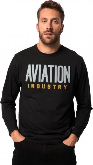 JP1880 T-Shirt Long Sleeve Aviation Black TALL - ROUPAS DE HOMEM MT-6XLT - Tamanhos-Tall Homem