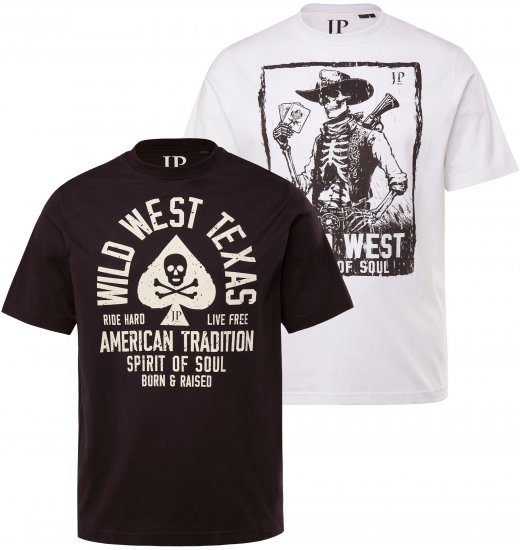 JP1880 T-Shirt 2-Pack Wild West Black And White - T-shirts - T-shirts Homem Tamanhos Grandes