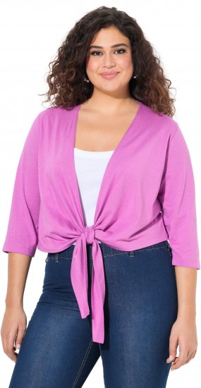 Ulla Popken Versatile Surplice Wrap Tie Hem Bolero Top Cool Pink - T-shirts - 