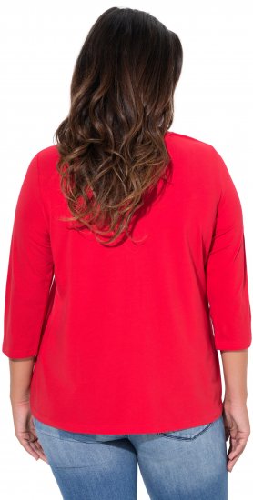 Ulla Popken Floral Graphic V-Neck Tee Lychee - T-shirts estampadas para mulher - 