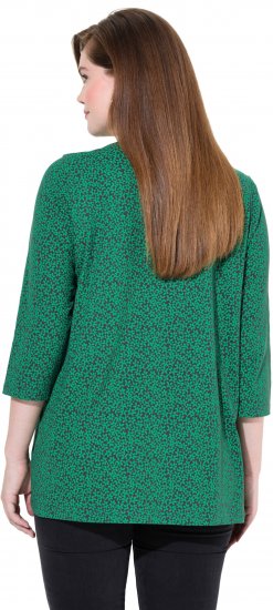 Ulla Popken Floral A-Line 3/4 Sleeve Tee Green - Ulla Popken - 