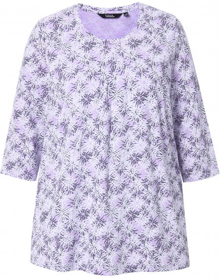 Ulla Popken Graphic Flower A-Line 3/4 Sleeve Tee Lavender - T-shirts - 