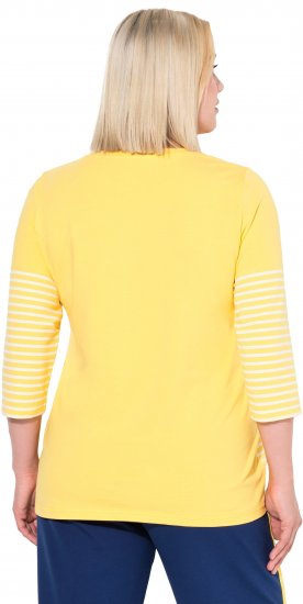Ulla Popken Paper Boat Print 3/4 Sleeve Tee Sun Yellow - T-shirts estampadas para mulher - 