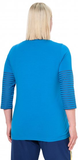 Ulla Popken Paper Boat Print 3/4 Sleeve Tee Pacific Blue - T-shirts estampadas para mulher - 