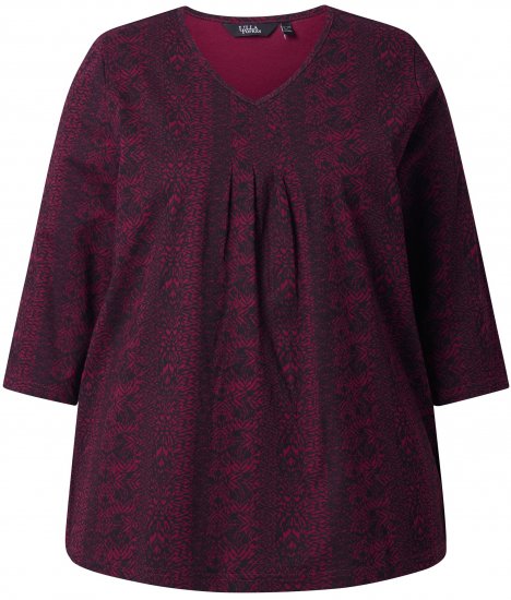 Ulla Popken Mixed Pattern Stripe 3/4 Sleeve Tee Black - T-shirts estampadas para mulher - 