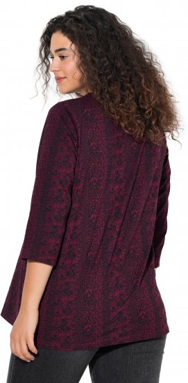 Ulla Popken Mixed Pattern Stripe 3/4 Sleeve Tee Black - T-shirts estampadas para mulher - 