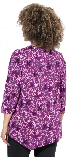 Ulla Popken Ribbon Print 3/4 Sleeve Asymmetric Tee Light Plum - T-shirts estampadas para mulher - 