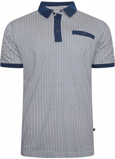 Kam Jeans 5528 AOP Print with Jacquard Collar/Cuffs Polo Navy - Pólos - Pólos Tamanhos Grandes Homem