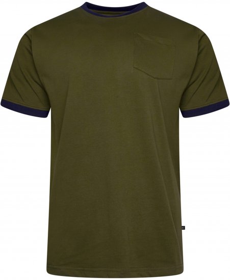 Kam Jeans 5781 Ringer Tee with Shoulder Tape Dark Olive - T-shirts - T-shirts Homem Tamanhos Grandes