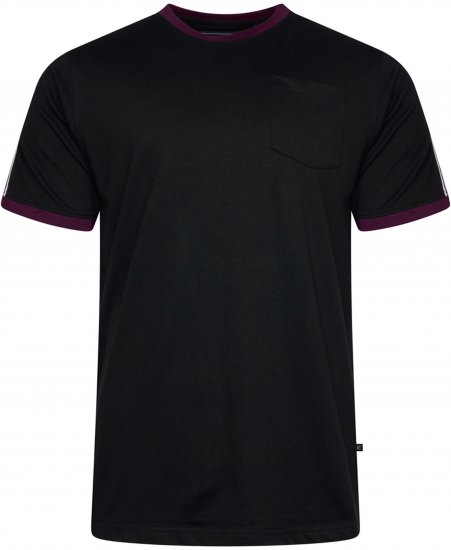 Kam Jeans 5781 Ringer Tee with Shoulder Tape Black - T-shirts - T-shirts Homem Tamanhos Grandes