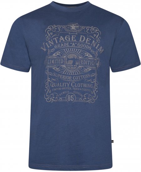 Kam Jeans 5786 Vintage Denim Print Tee Indigo - T-shirts - T-shirts Homem Tamanhos Grandes