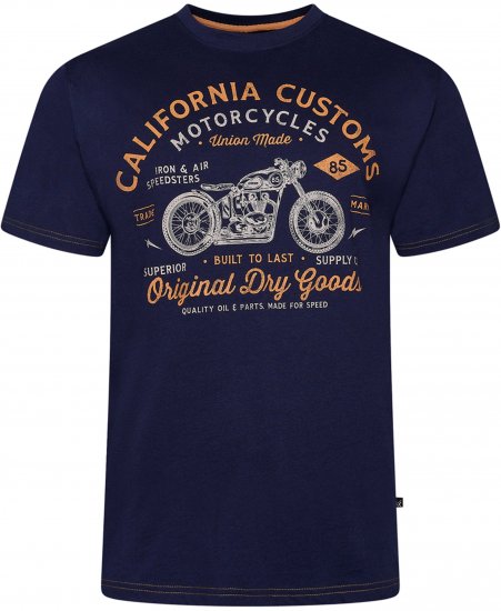 Kam Jeans 5787 California Customs Print Tee Navy - T-shirts - T-shirts Homem Tamanhos Grandes