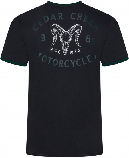 Kam Jeans 5793 Cedar Creek Reverse Print Tee Black - T-shirts - T-shirts Homem Tamanhos Grandes
