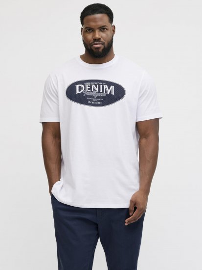 Jack & Jones Dover Denim O-Neck T-Shirt White - T-shirts - T-shirts Homem Tamanhos Grandes