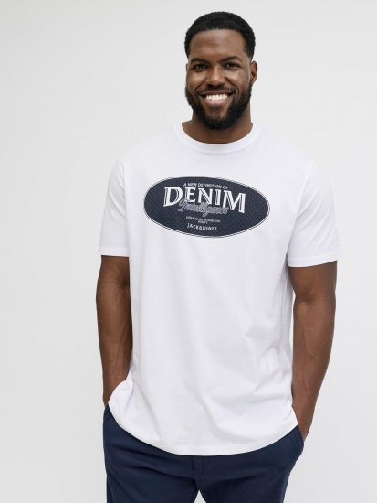 Jack & Jones Dover Denim O-Neck T-Shirt White - T-shirts - T-shirts Homem Tamanhos Grandes
