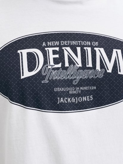 Jack & Jones Dover Denim O-Neck T-Shirt White - T-shirts - T-shirts Homem Tamanhos Grandes