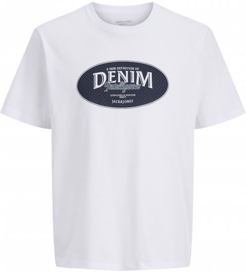 Jack & Jones Dover Denim O-Neck T-Shirt White - T-shirts - T-shirts Homem Tamanhos Grandes