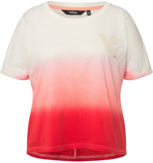Ulla Popken Dip Dyed Short Sleeve Logo Tee Off-White - T-shirts estampadas para mulher - 