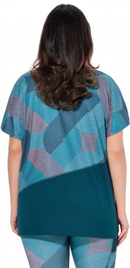 Ulla Popken Quick Drying Geometric Print Short Sleeve Tee Dark Petrol - T-shirts estampadas para mulher - 