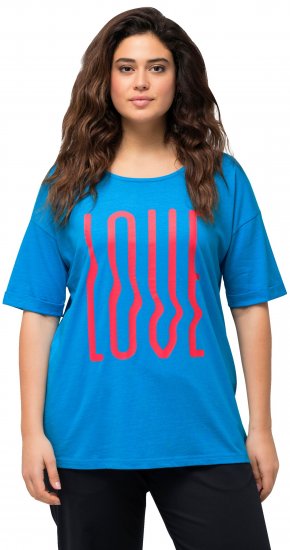 Ulla Popken LOVE Short Sleeve Graphic Tee Sapphire Blue - T-shirts estampadas para mulher - 