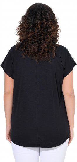 Ulla Popken Metallic Animal Cap Sleeve Graphic Tee Black - T-shirts estampadas para mulher - 