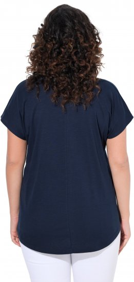 Ulla Popken Metallic Animal Cap Sleeve Graphic Tee Navy - T-shirts estampadas para mulher - 