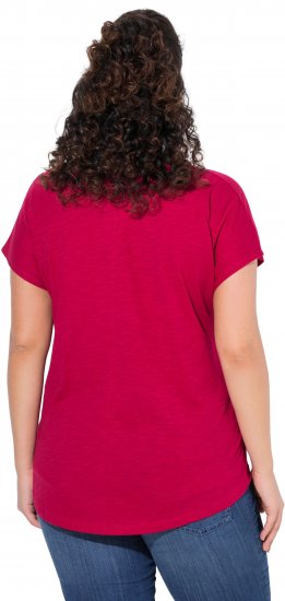 Ulla Popken Metallic Animal Cap Sleeve Graphic Tee Dark Raspberry - T-shirts estampadas para mulher - 