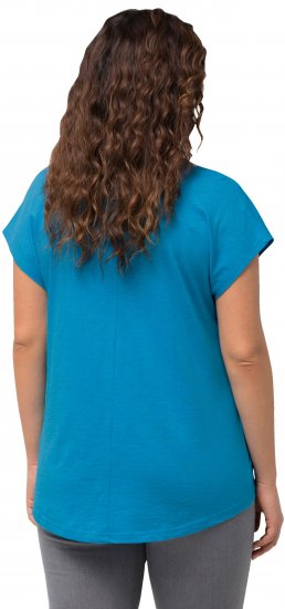 Ulla Popken Metallic Animal Cap Sleeve Graphic Tee Sapphire Blue - T-shirts estampadas para mulher - 