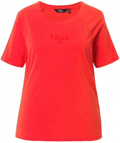Ulla Popken TRUE Lettering Short Sleeve Tee Neon Red - T-shirts estampadas para mulher - 