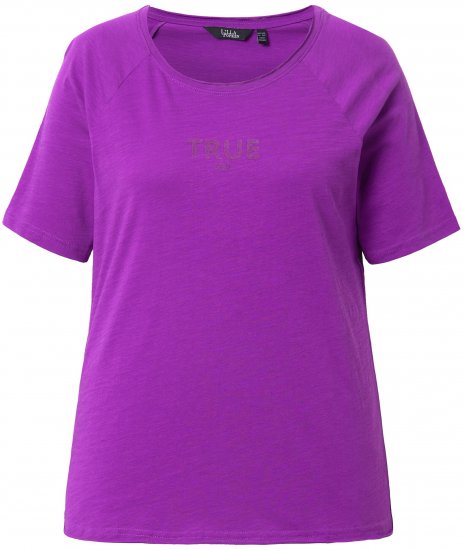 Ulla Popken TRUE Lettering Short Sleeve Tee Purple - T-shirts estampadas para mulher - 