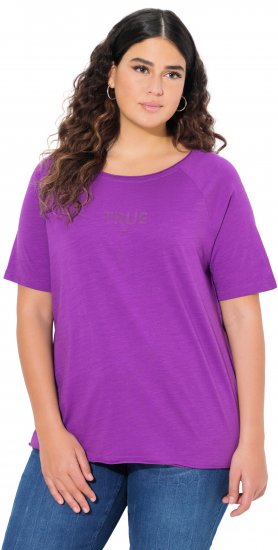 Ulla Popken TRUE Lettering Short Sleeve Tee Purple - T-shirts estampadas para mulher - 