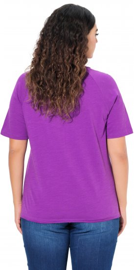Ulla Popken TRUE Lettering Short Sleeve Tee Purple - T-shirts estampadas para mulher - 