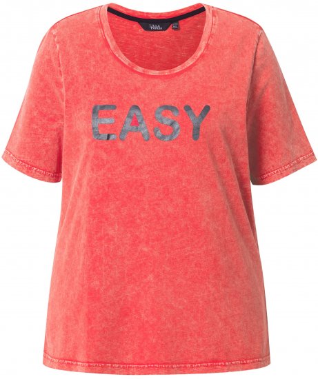 Ulla Popken Easy Short Sleeve Acid Wash Graphic Tee Light Red - T-shirts estampadas para mulher - 