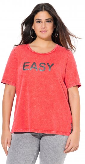 Ulla Popken Easy Short Sleeve Acid Wash Graphic Tee Light Red - T-shirts estampadas para mulher - 
