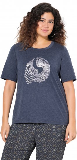 Ulla Popken Peacock Short Sleeve Graphic Tee - T-shirts estampadas para mulher - 